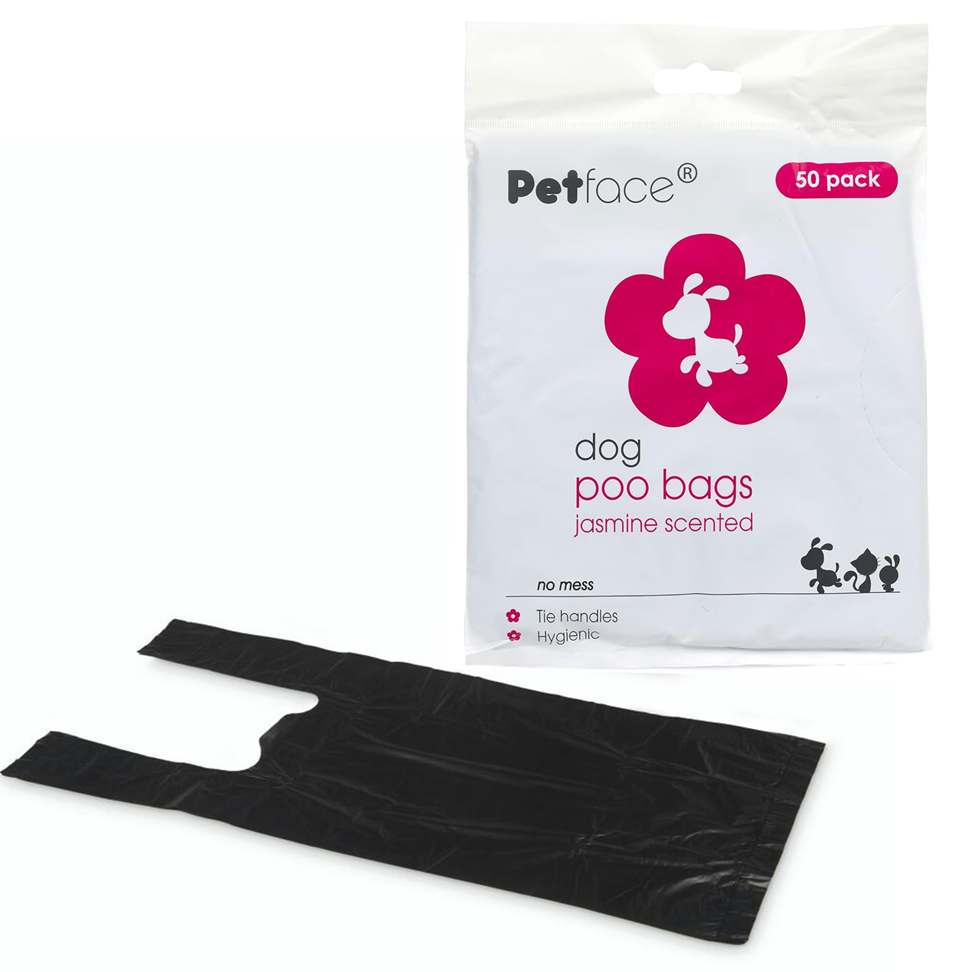 Petface Jasmine Scented Dog Poop Bags - Tie Handle Closure | Pack of 50