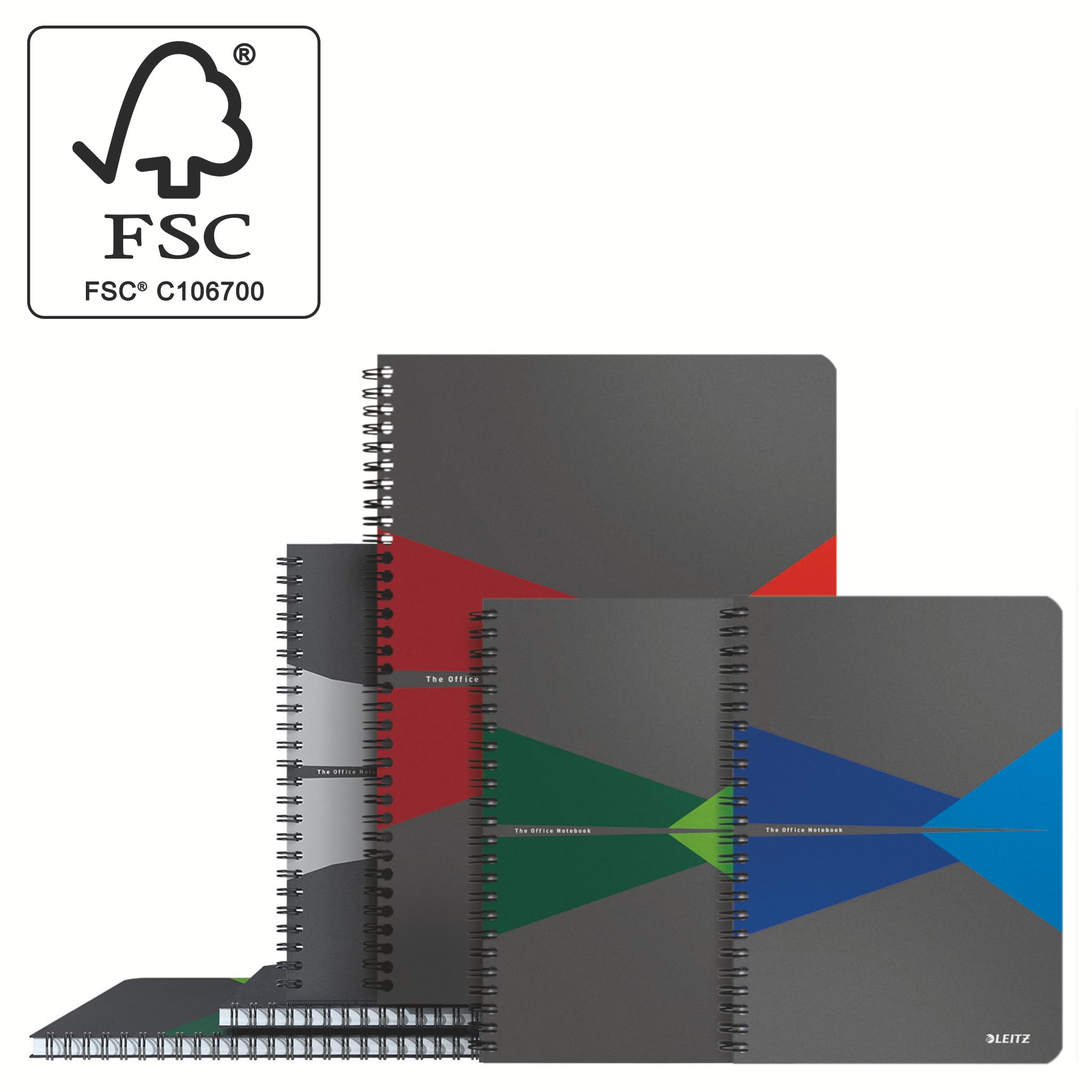 Leitz Office College Pad - A4 Squared Notebook | 180 Pages | Spiral Bound | Grey 6
