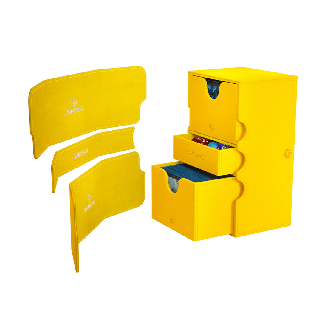 Gamegenic Stronghold 200+ XL Convertible Trading Card Storage Box - Holds 200 Double-Sleeved Cards, Yellow