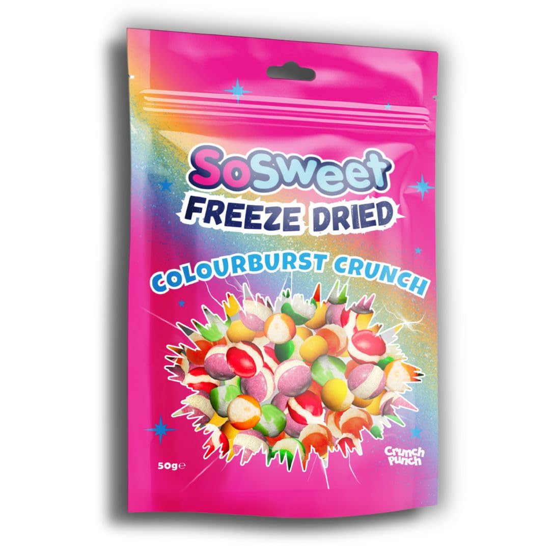 SoSweet Freeze Dried Sweets – Colourburst Crunch 50g | Rainbow Flavour | Crispy Fruit Snack 1