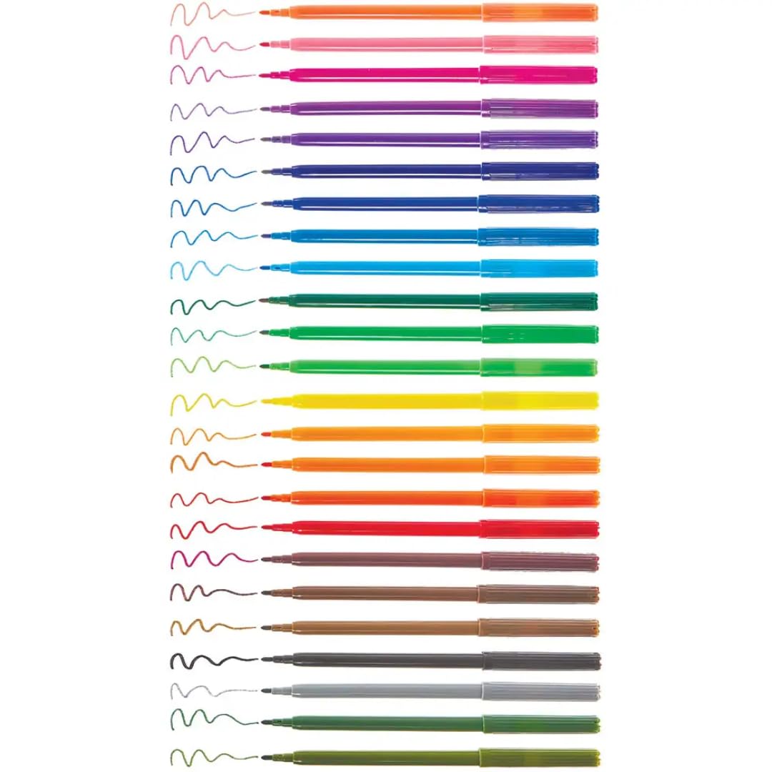 Baker Ross AW345 Fine Tip Fibre Tip Pens Bumper Pack - 24 Assorted Colours