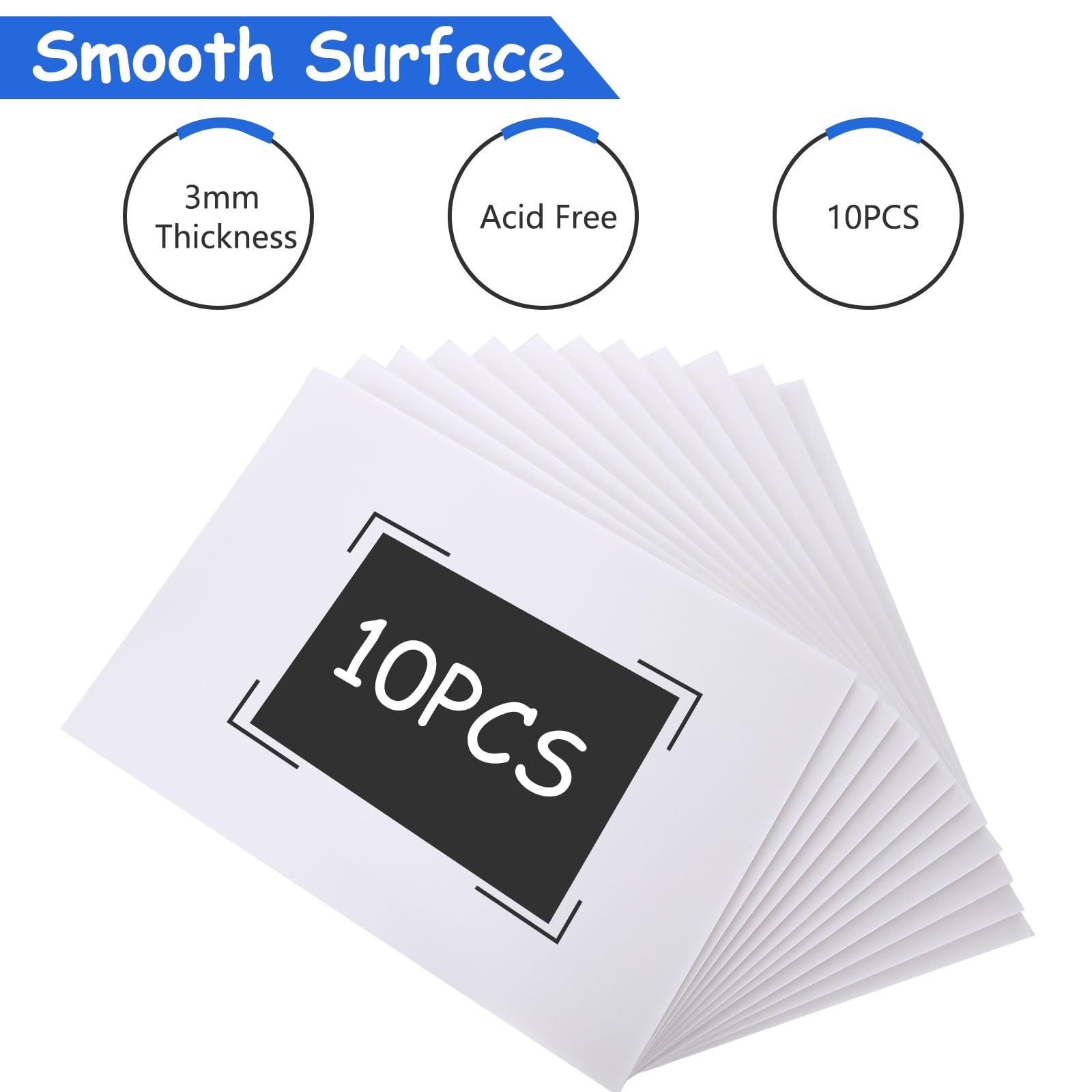 ASelected Foam Boards - 10 Pack White Sheets | 280x355mm Size | 5mm Thick 4
