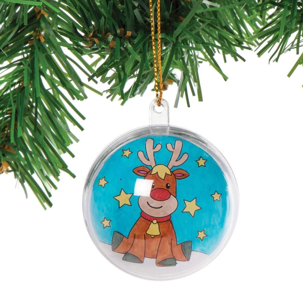 Baker Ross Christmas Colour in Baubles Craft Kit – Pack of 8 Festive Decorations with Pre-Printed Inserts 2