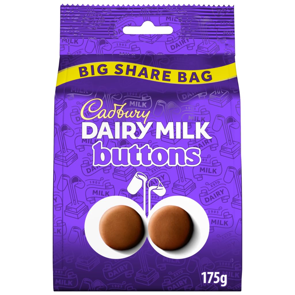 Cadbury Dairy Milk Buttons Bag, Creamy Chocolate Taste, 175 g Sharing Size 1