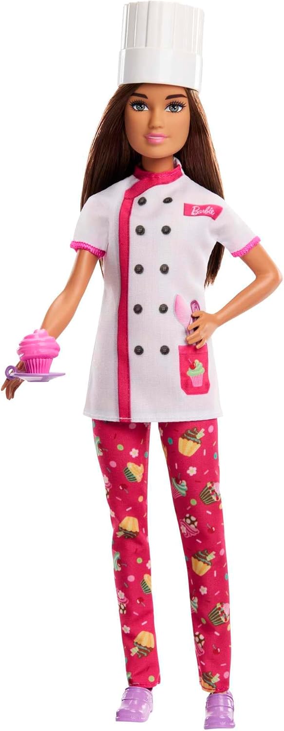 Barbie Career Pastry Chef Doll with Hat and Cupcake - Role Play Toy for Kids 3+ 1