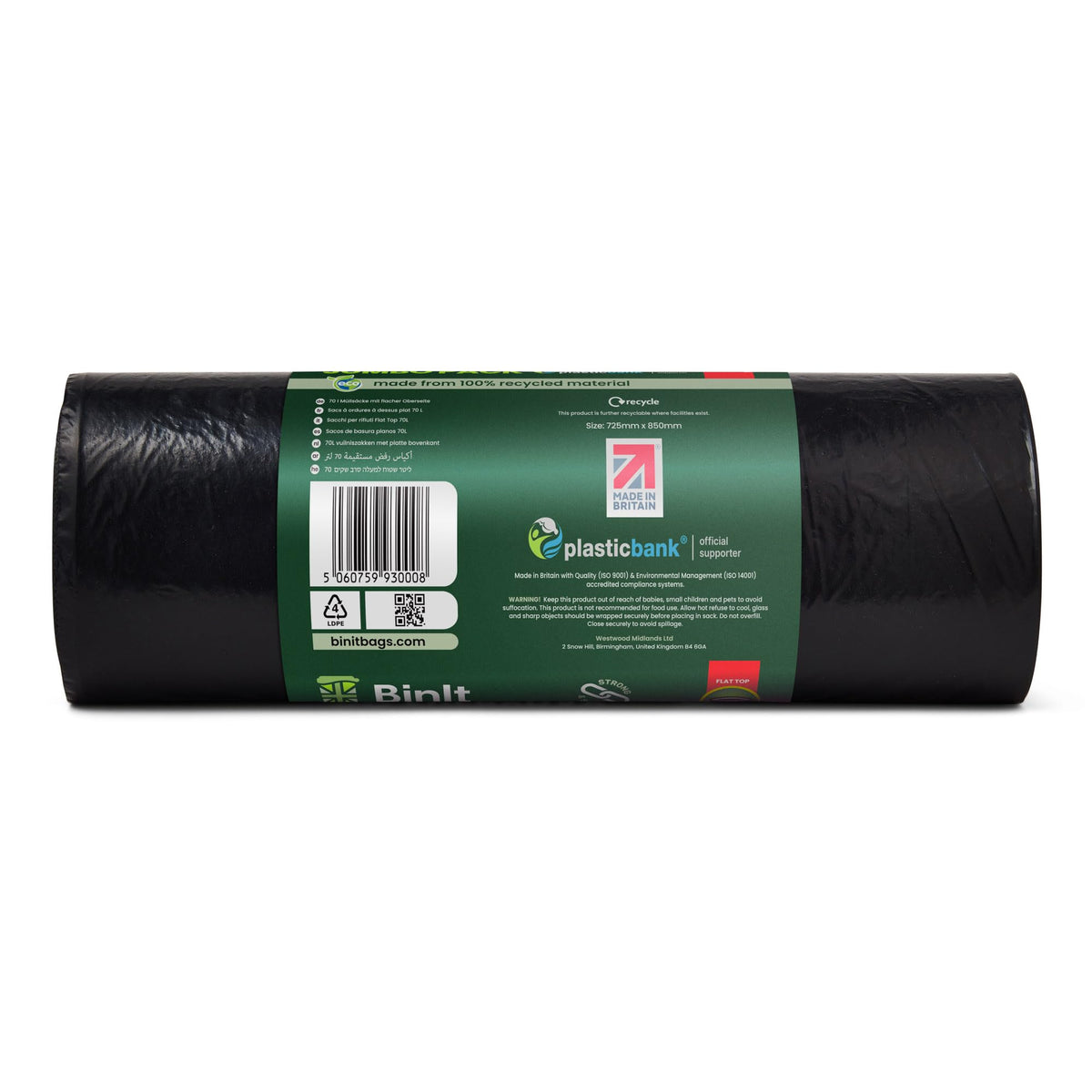 BIN IT Everyday Refuse Sacks - 70L, 90 Count, Black
