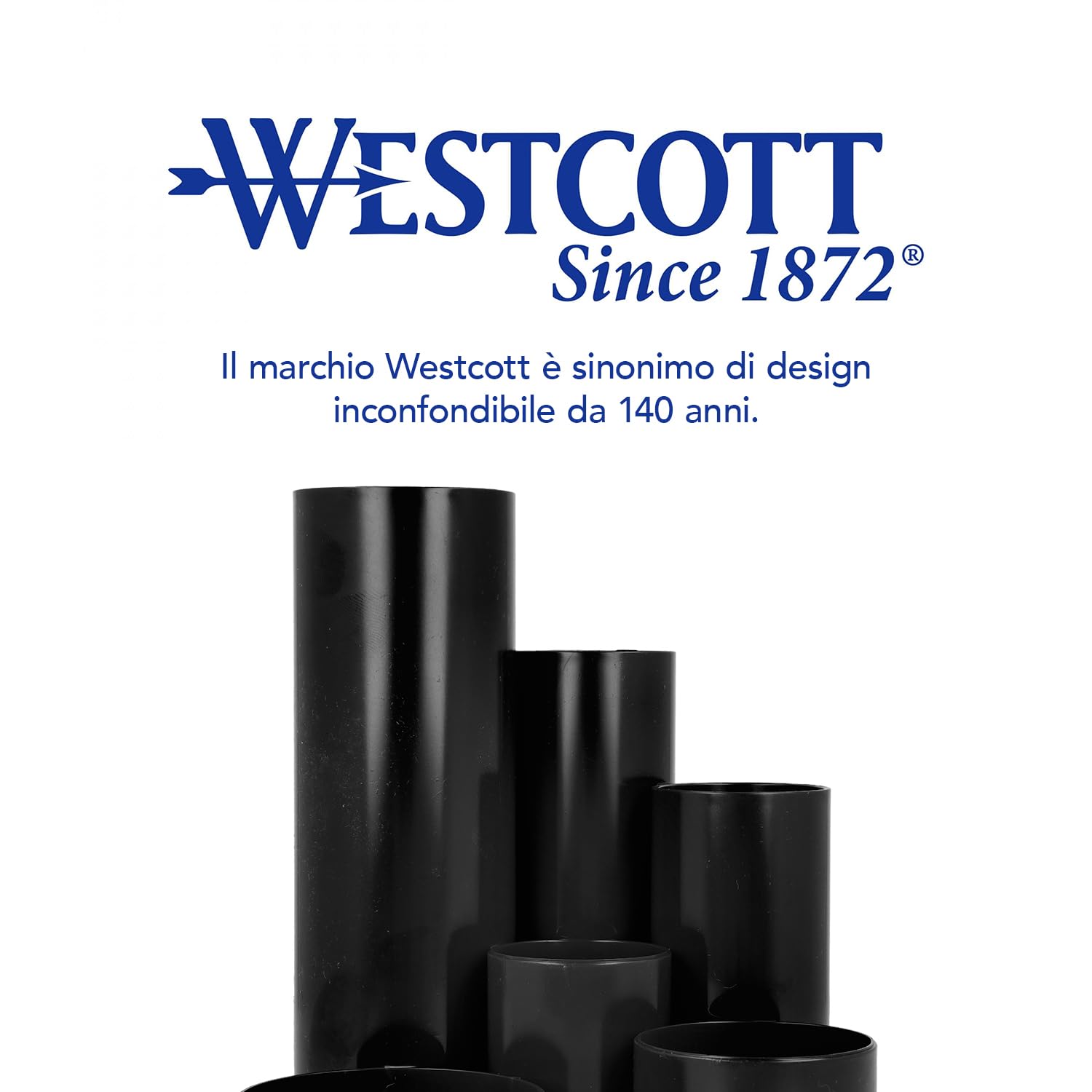 Westcott Pen Holder - 6 Round Compartments | Black Plastic | Tabletop Mount 6