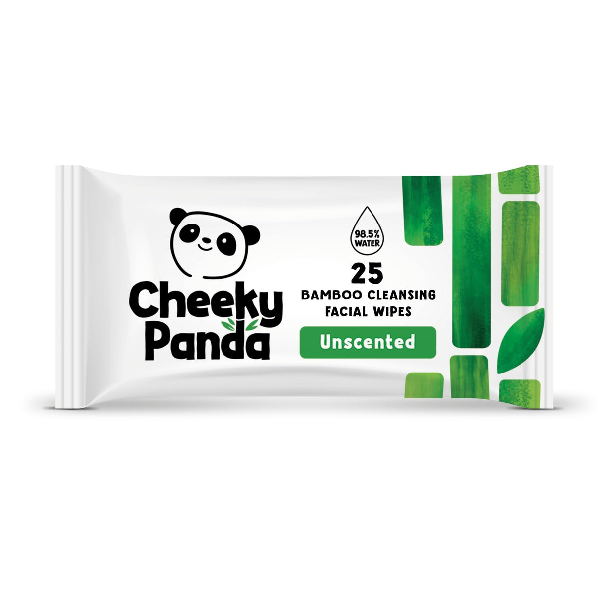 The Cheeky Panda Bamboo Facial Wipes - Unscented, Pack of 25 | Biodegradable, Sustainable, Vegan Friendly