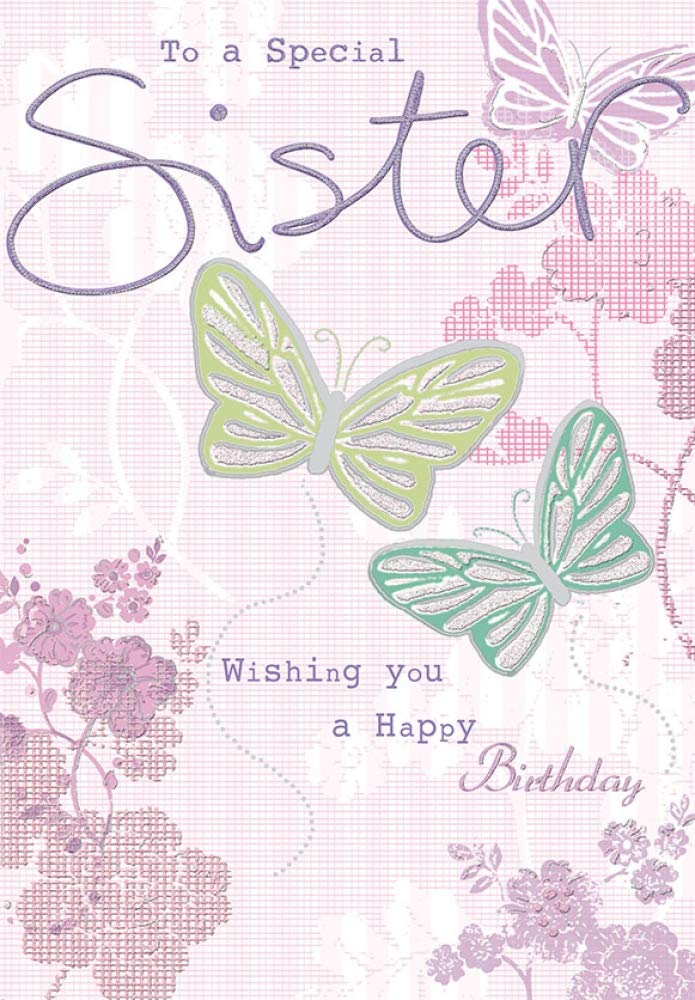 Piccadilly Greetings Traditional Birthday Card Sister | 9 x 6 Inches | Multi-coloured