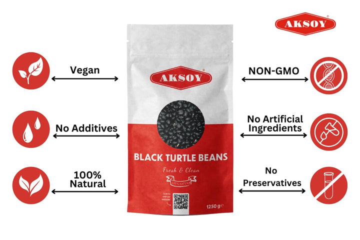 Aksoy Black Turtle Beans 1250g | Dried Black Beans for Soups, Stews & Sauces