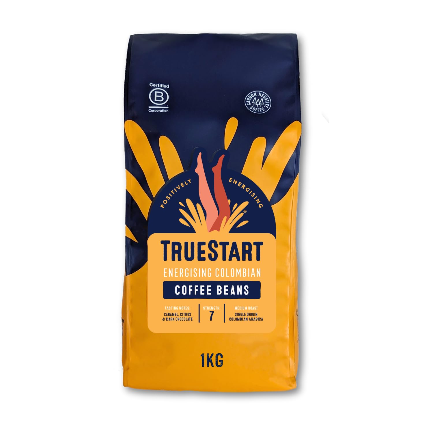 TRUESTART Energising Colombian Ground Coffee - Mycotoxin-Free, Medium Roast Arabica | 1kg