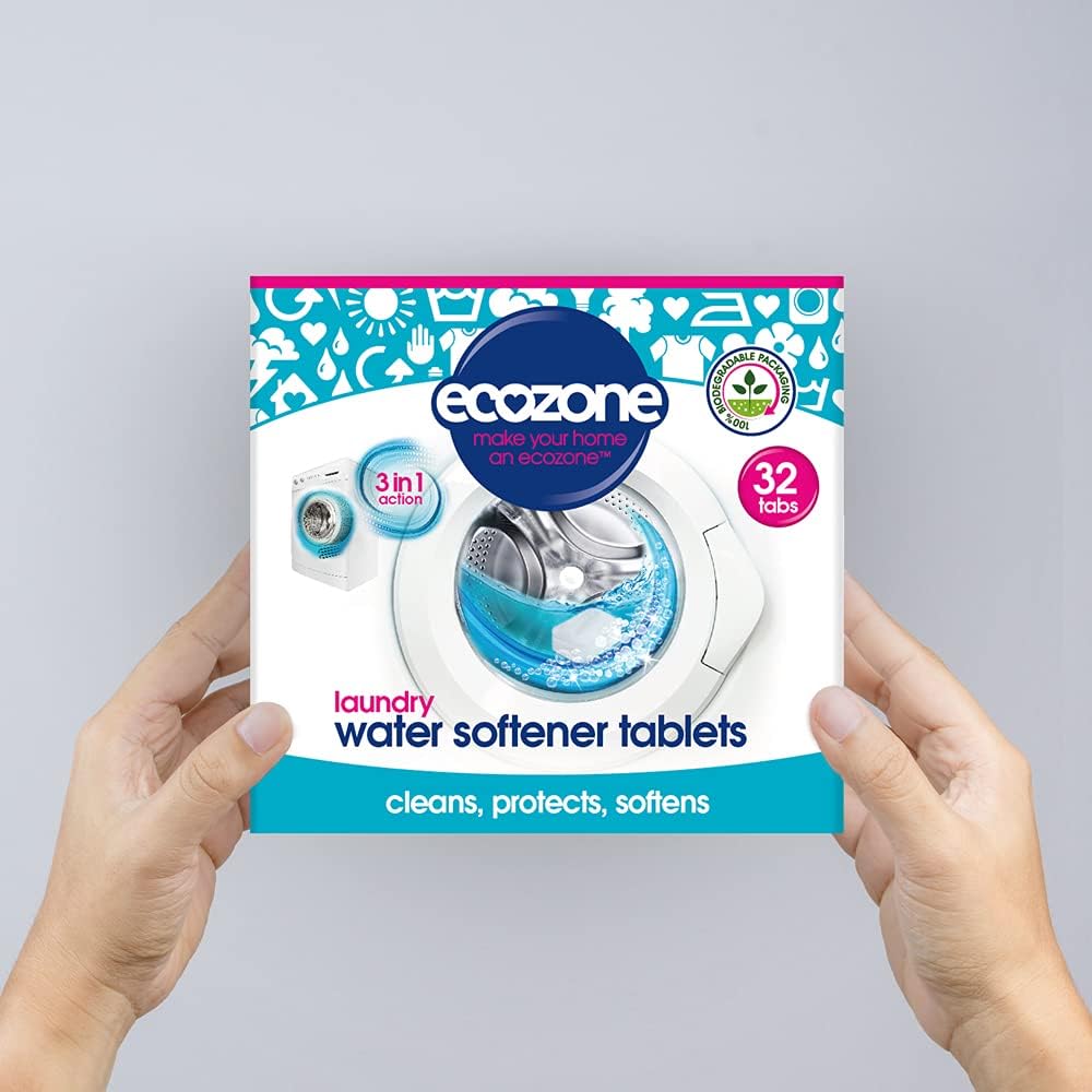 Ecozone Laundry Water Softener Tablets - 32 Pack De-scaler for Washing Machines