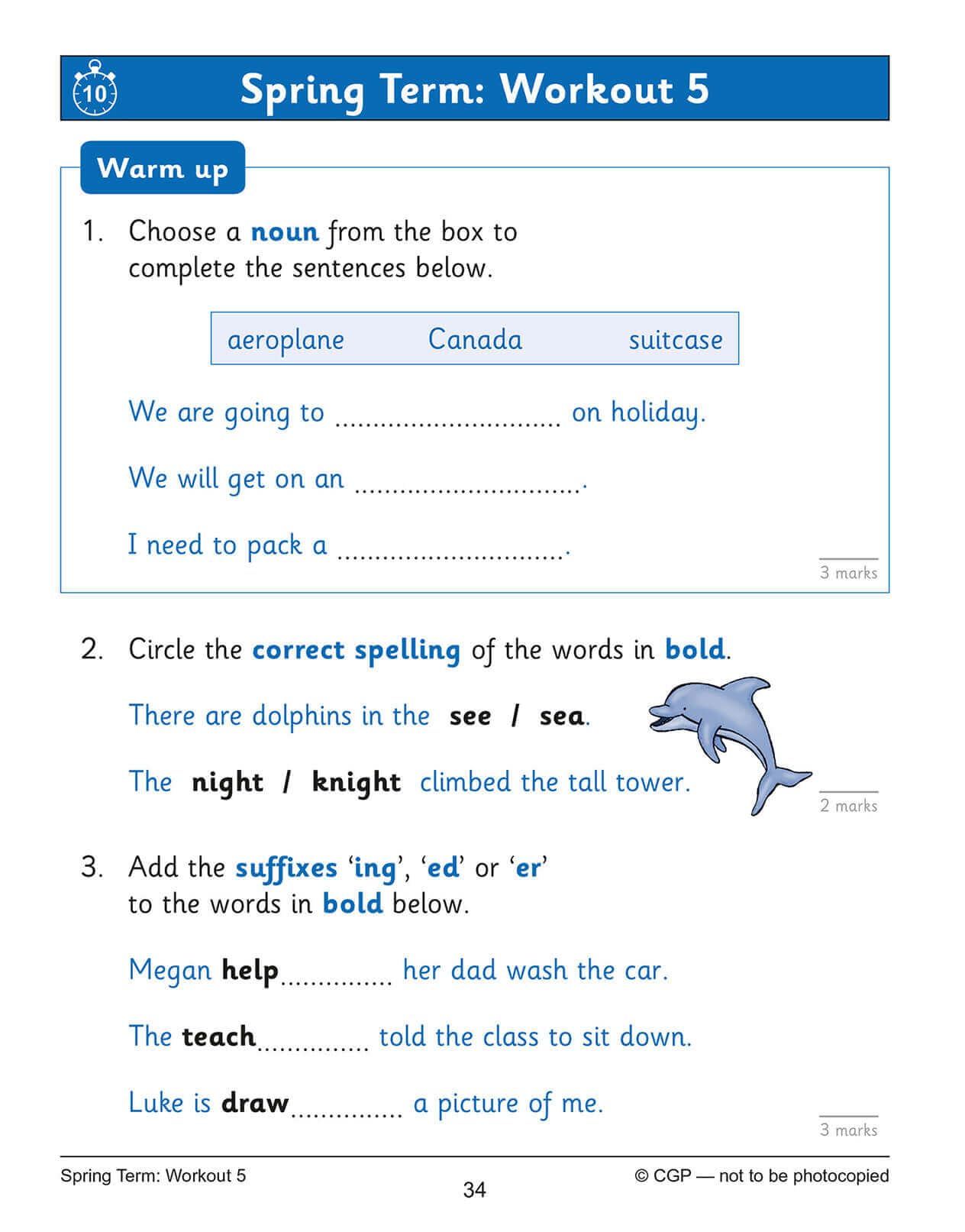 CGP Books KS1 English 10-Minute Weekly Workouts - Year 2 | Ages 6-7 | 88 Pages