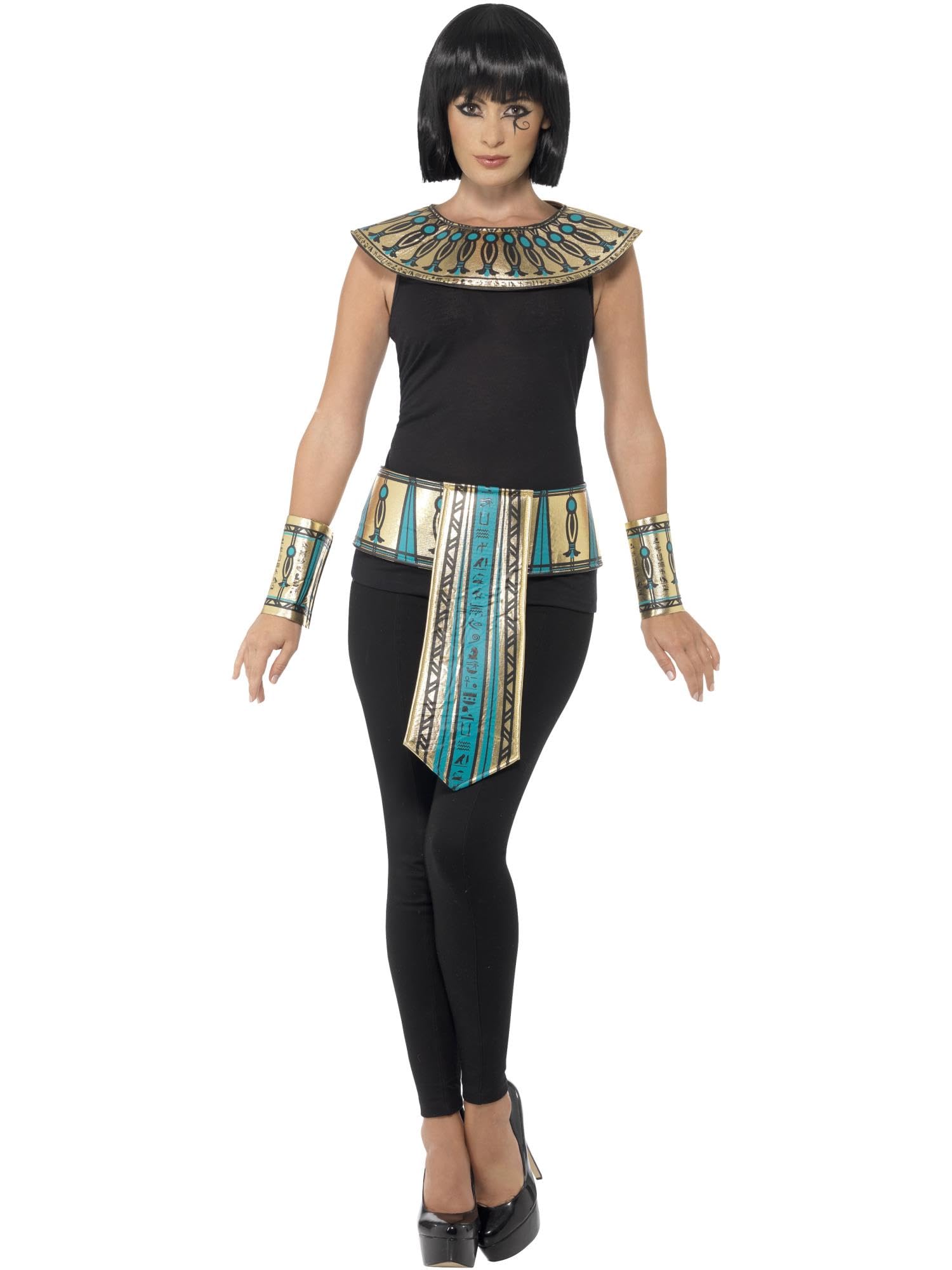 Smiffys Egyptian Costume Kit - Gold with Collar, Cuffs & Belt for Legends & Myths Dress Up 1