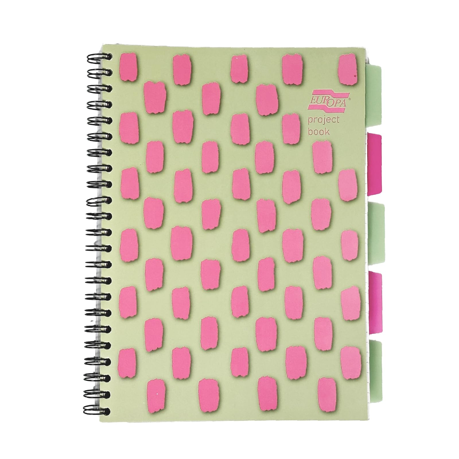 Exacompta Europa Splash Project Book - A4 Lined, 100 Sheets, 5 Moveable PP Dividers, Pink 1