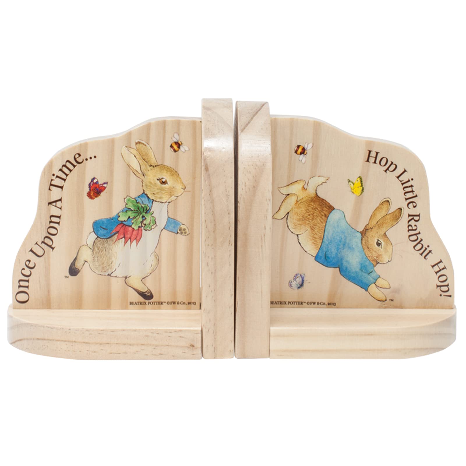 Rainbow Designs Peter Rabbit Wooden Bookends - Nursery Decor | Rubber Wood | Set of 2