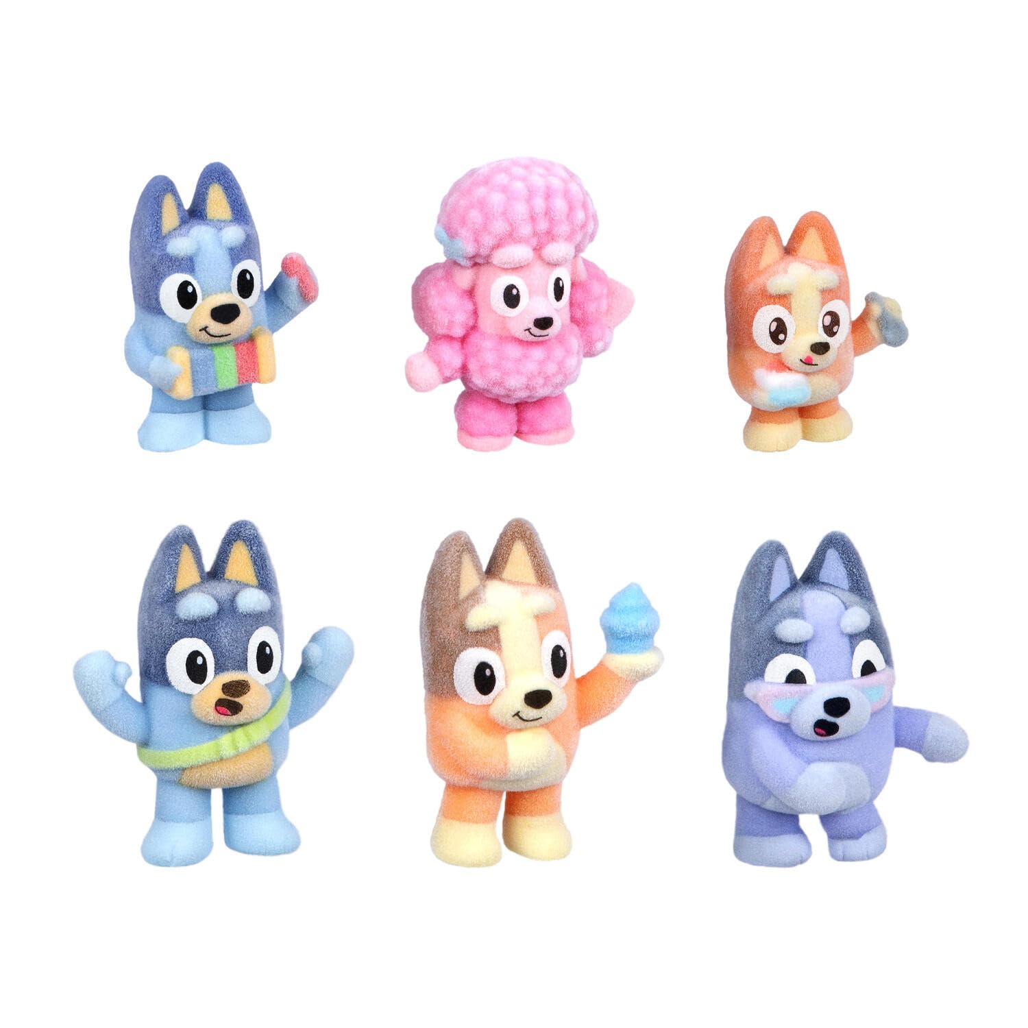 Bluey Fuzzy Flocked Deluxe Figure Pack - 8 Figures, Mystery Collectibles | Series 1 2
