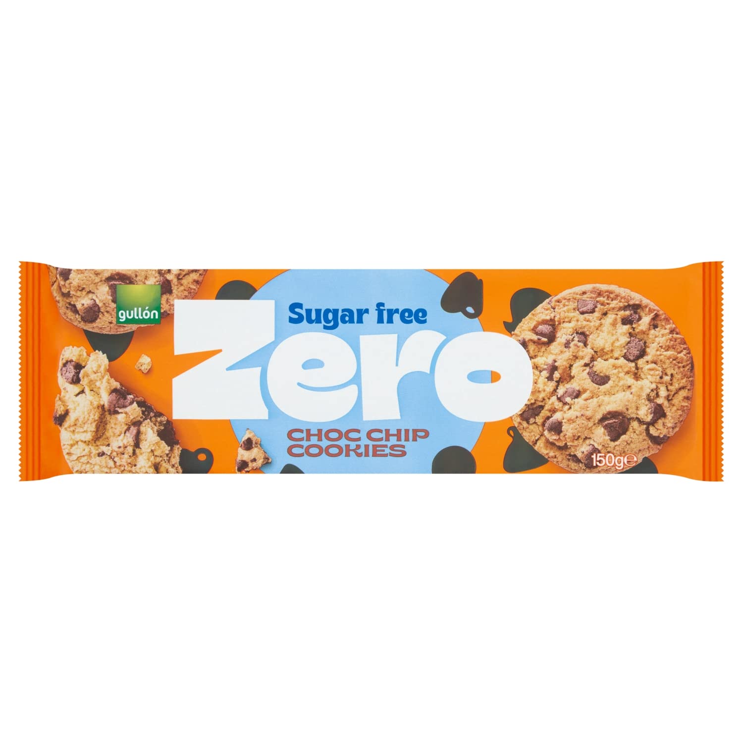 Gullon Zeroh Sugar Free Chocolate Chip Cookies - 150g Pack | High Fibre | Palm Free