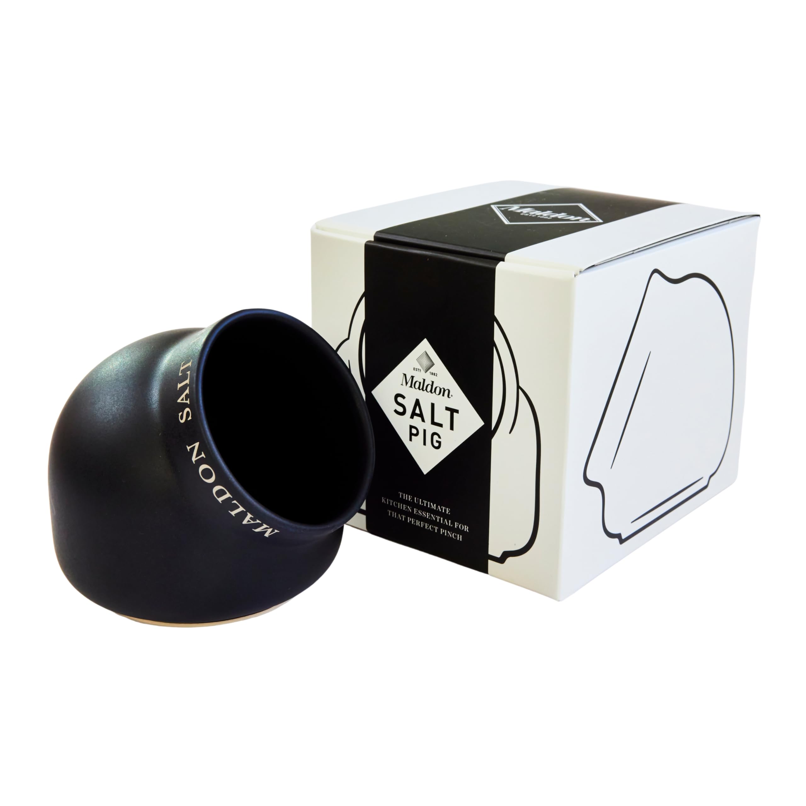 Maldon Ceramic Salt Pig - Classic Design for Kitchen Counter Storage | Black 1