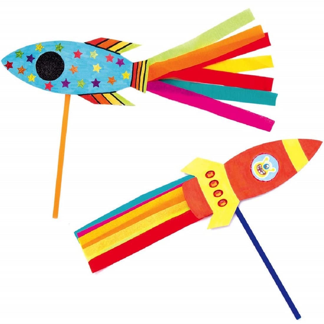 Baker Ross Rocket Wand Kits - Pack of 8, Arts & Crafts Craft Kit for Kids 1