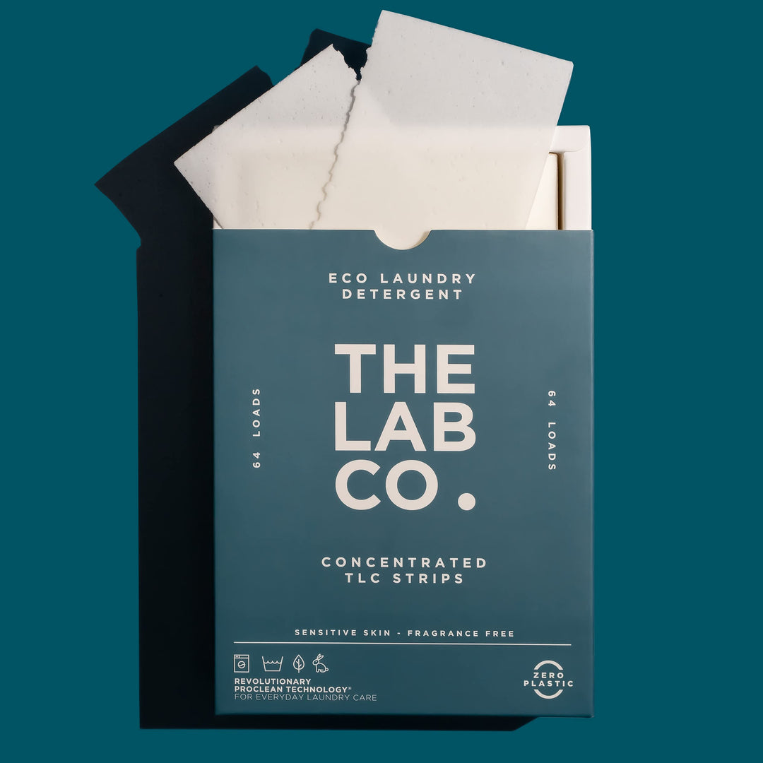 The Lab Co. - TLC Laundry Detergent Strips (64 Loads, Fragrance Free, Plastic-Free)