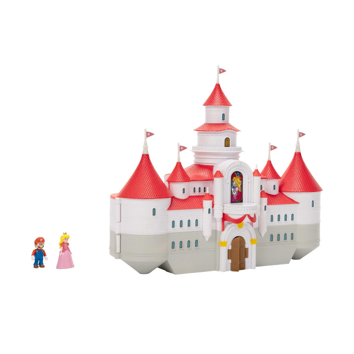 THE SUPER MARIO BROS. MOVIE - Mushroom Kingdom Castle Playset with Mini Mario and Princess Peach Figures (2023)