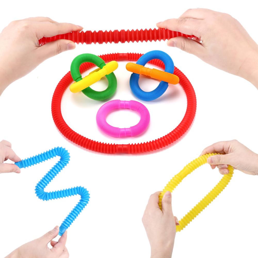 RAM ONLINE Pop Fidget Tubes - 20 Pack Colourful Sensory Toy for Stress Relief & Focus | Plastic 6