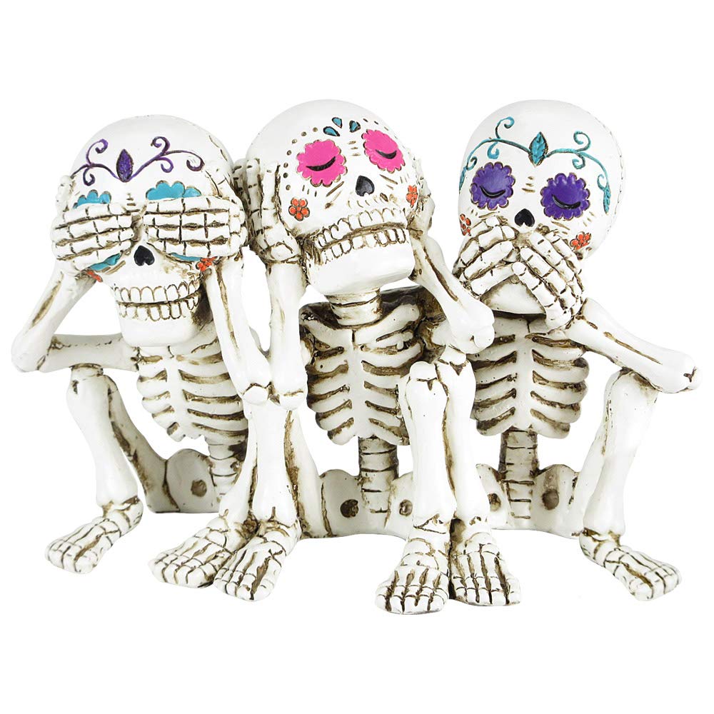 Nemesis Now Three Wise Calaveras Skeleton Figurine - 20.3 cm, Polyresin, White