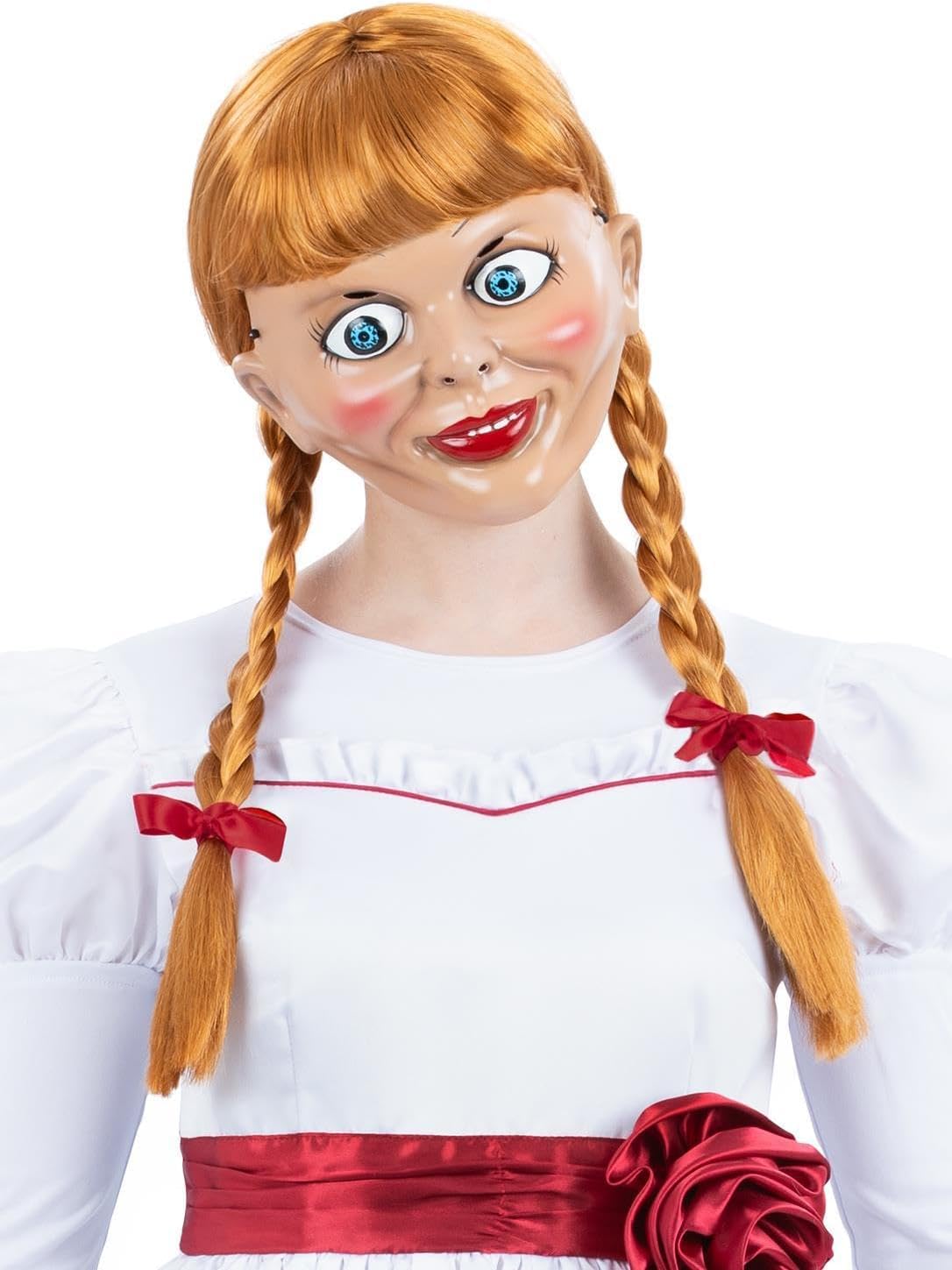 Smiffys Annabelle Long Plaited Wig with Ribbons, Auburn, One Size 1