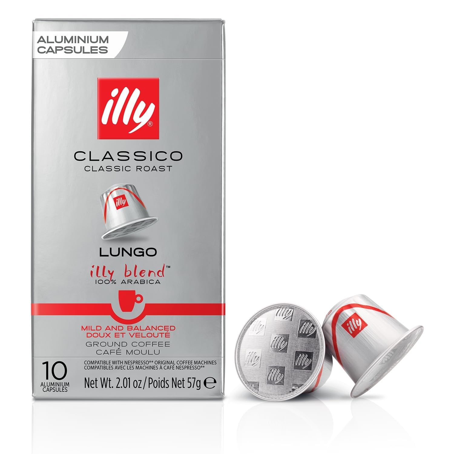 illy Coffee Nespresso Compatible Capsules, Lungo, Aluminium, 10 count 1