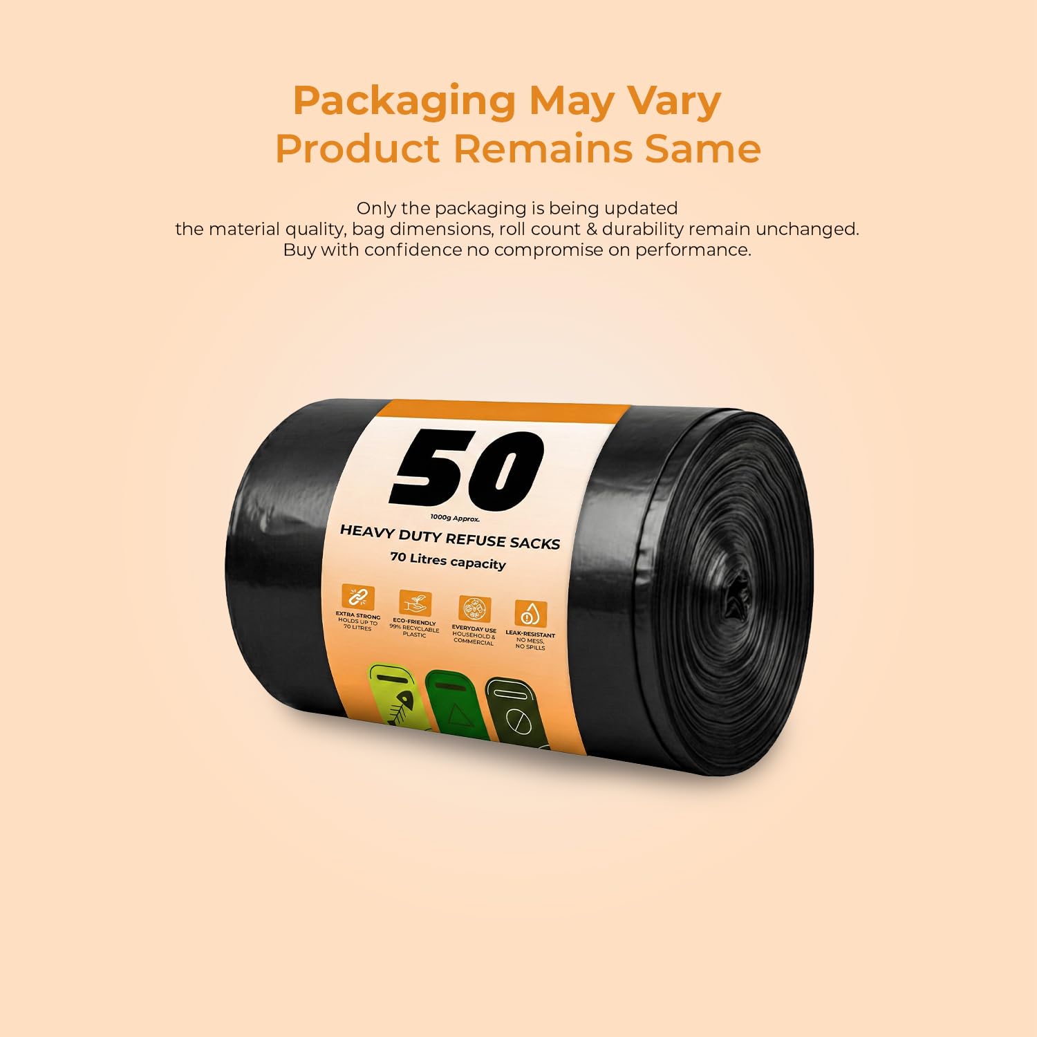 Scott 11 Black Bin Bags - 70L Capacity, 50 Count, 30 Micron Thick, Leak-Resistant