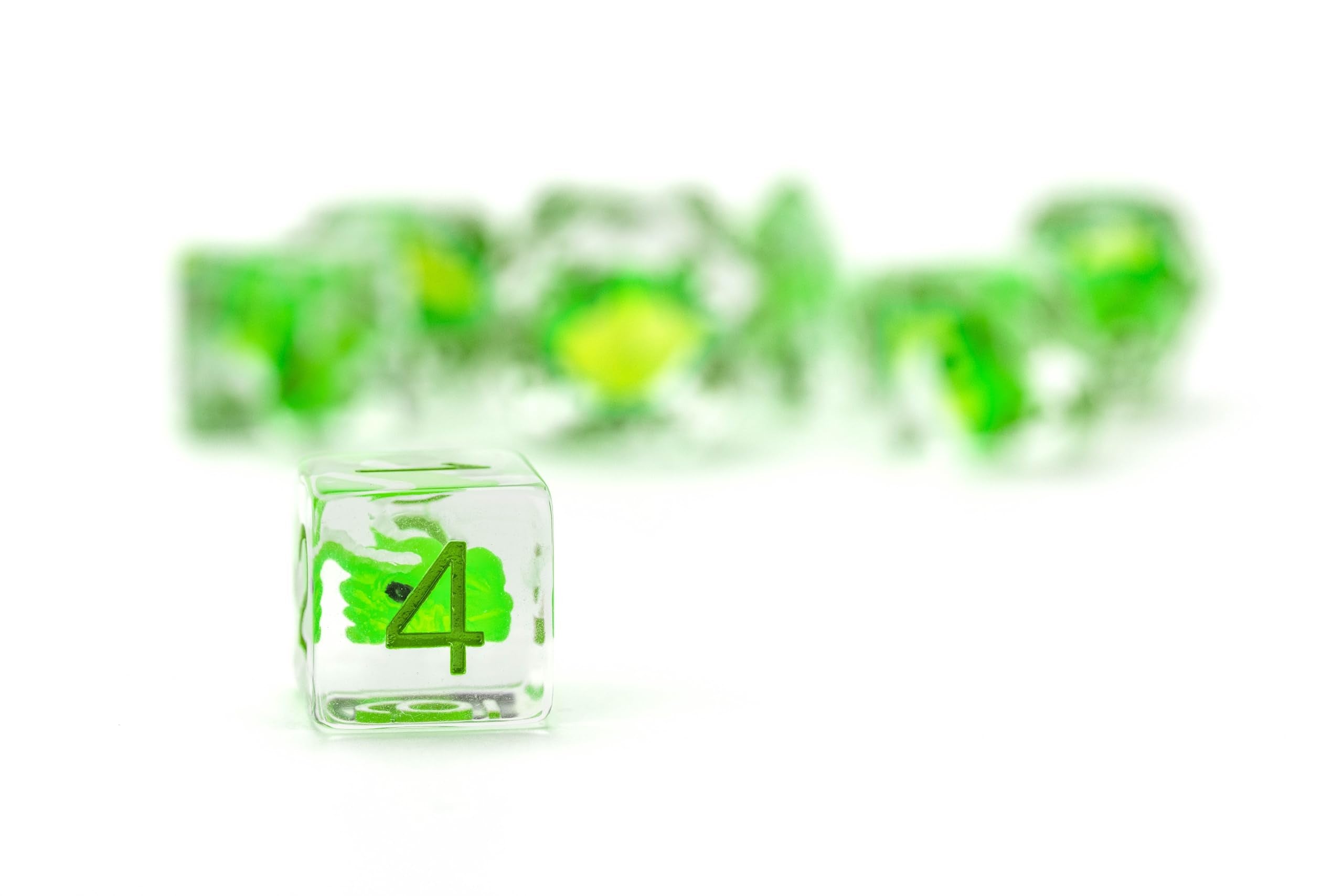 Metallic Dice Games Dragon Storm Inclusion Resin Dice Set - Green Dragon | 7-Piece Set 5