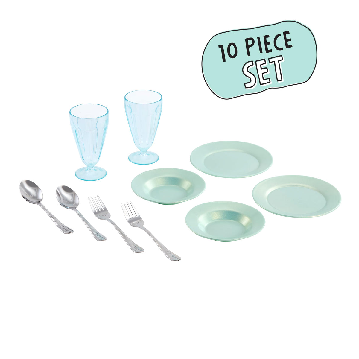 Little Tikes Sweet Spaces Dishware Set - Sea Foam Plates and Cups | Pretend Play | Ages 3+