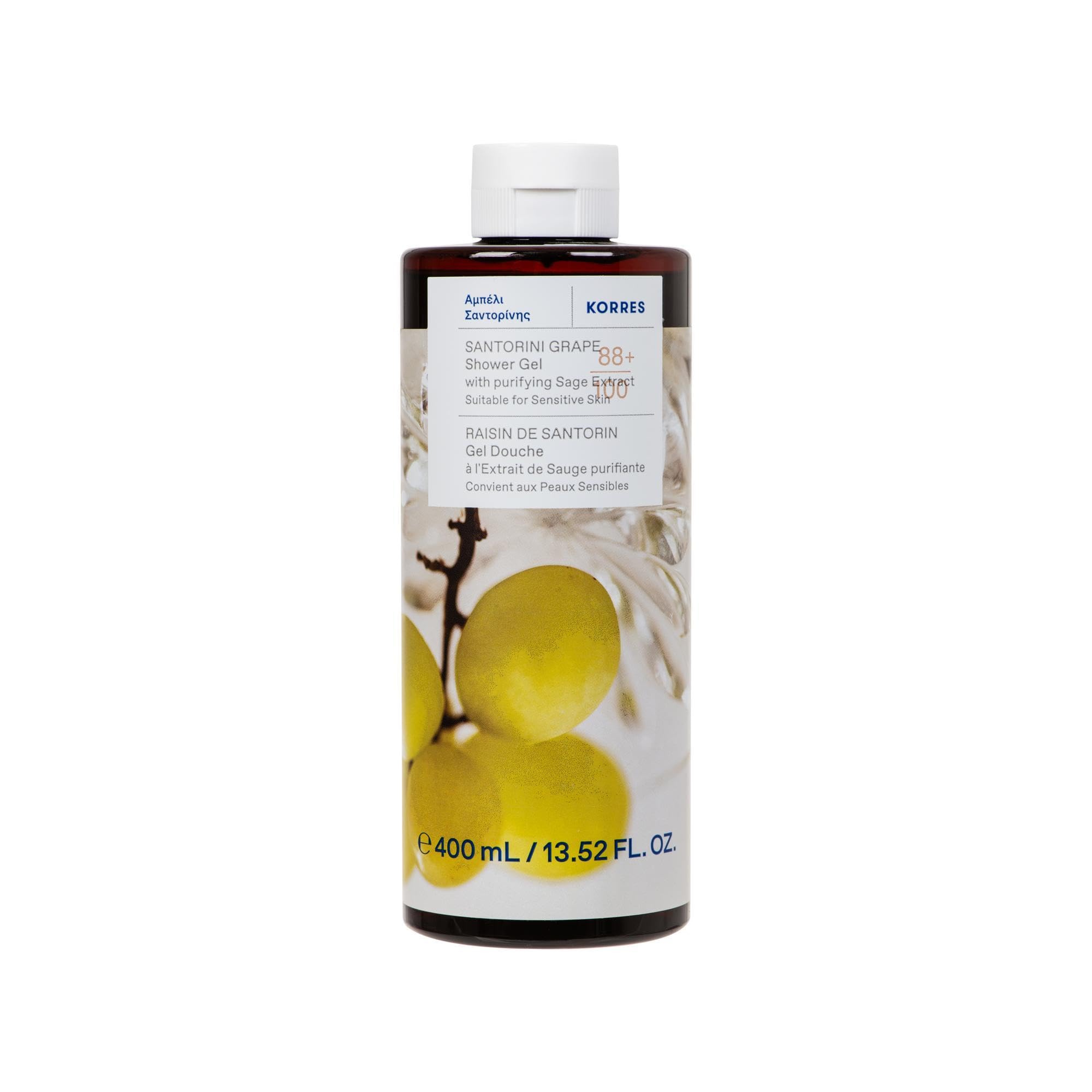 Korres Santorini Grape Shower Gel - Hydrating Gel-to-Foam Formula | 400ml