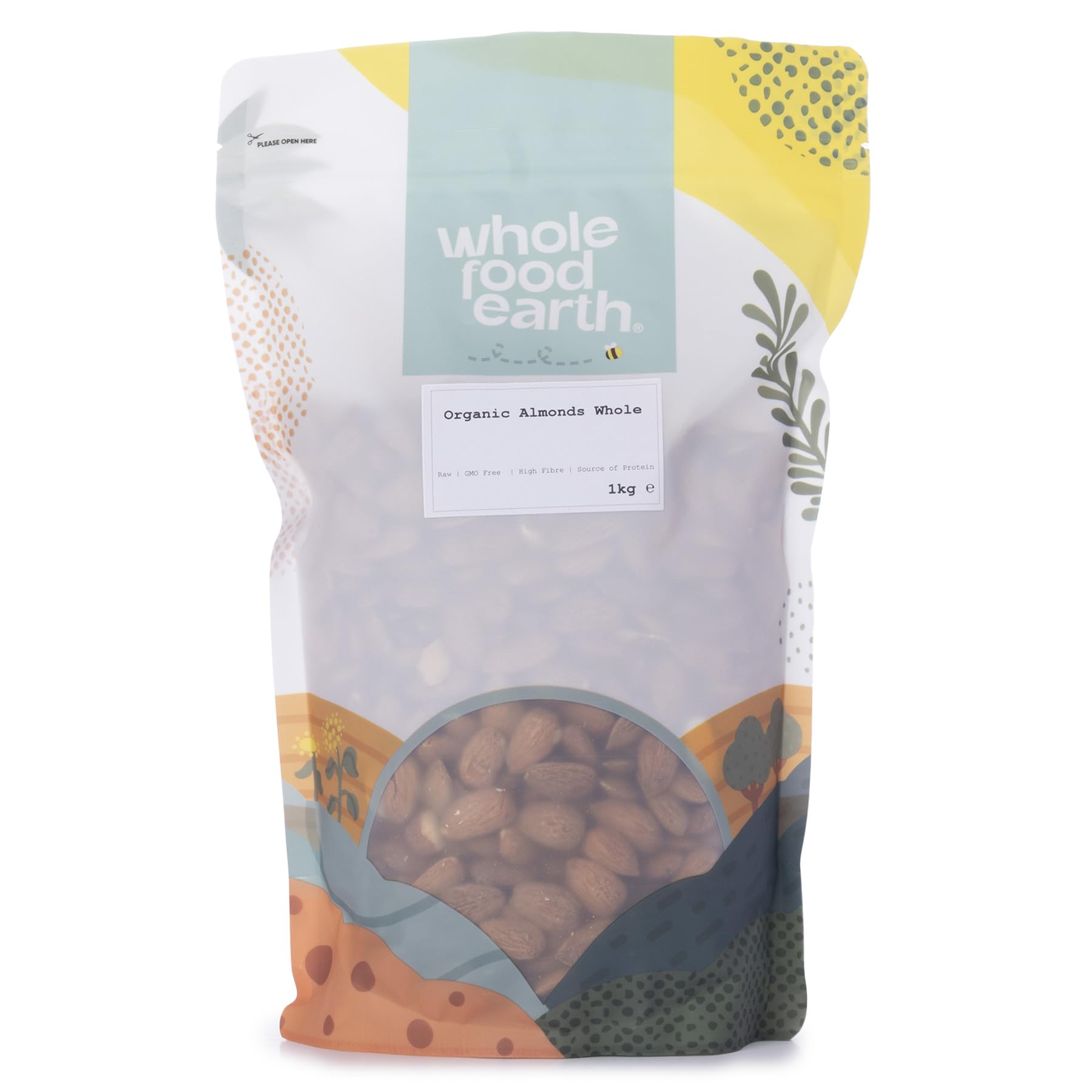Wholefood Earth Organic Almonds Whole - 1kg | Raw | GMO Free | Vegan
