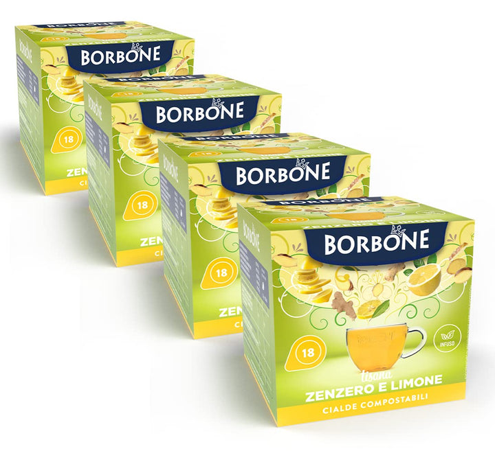 Caffè Borbone Ginger and Lemon Infusion - 72 Pods (4 Packs of 18) - ESE Compatible