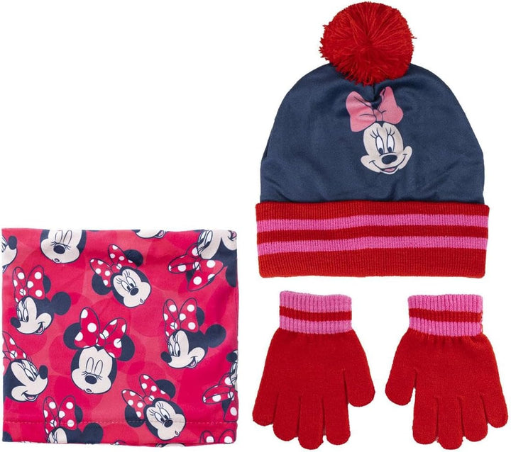 Disney Minnie Mouse Unisex Kids Hat, Neck Warmer, and Gloves Set - Blue (2200009930)