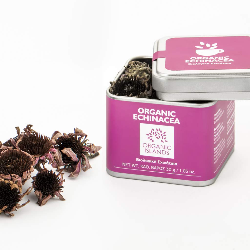 Organic Islands Organic Echinacea Herbal Tea - Immunity Support | 30g (Pack of 2) | Greek Origin