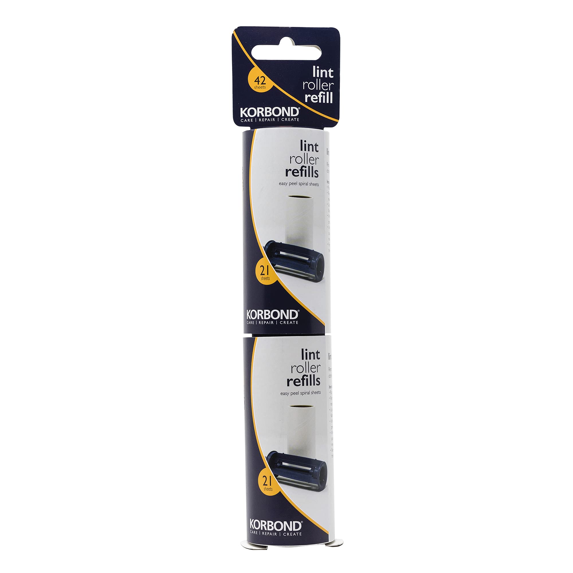 KORBOND Lint Roller Refills - 2 Pack, 42 Sheets Per Roll | Removes Pet Hair, Dust, Fluff 1
