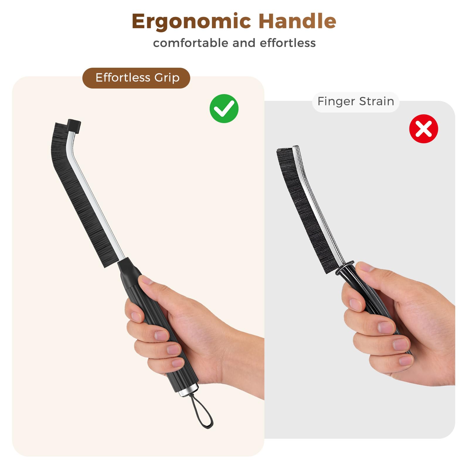 Oderra Crevice Cleaning Brush - 3mm Hard Bristle, 4 Pcs, Black 4