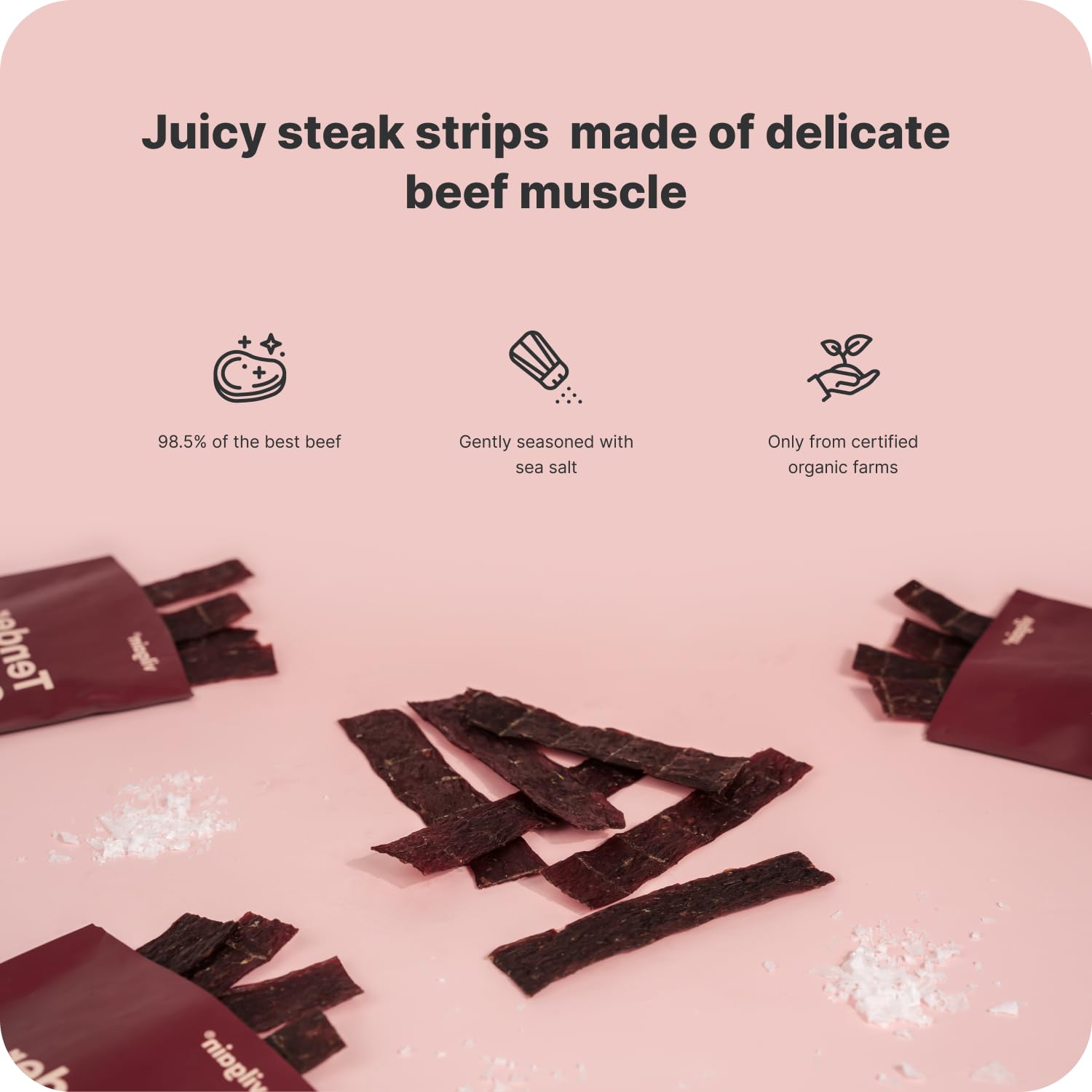Vilgain Organic Beef Steak Strips - High Protein, Gluten-Free, No Nitrates 2