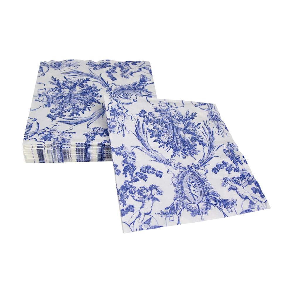 Caspari Romantic Toile Blue Luncheon Napkins - 20 Pack 2