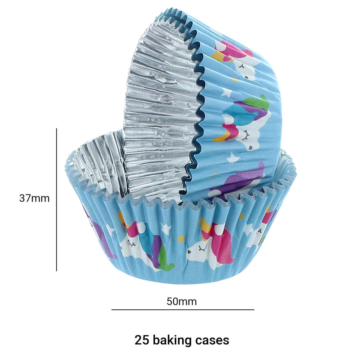 Baked with Love Unicorn Foil Lined Baking Cases - 25 Pack, 37mm