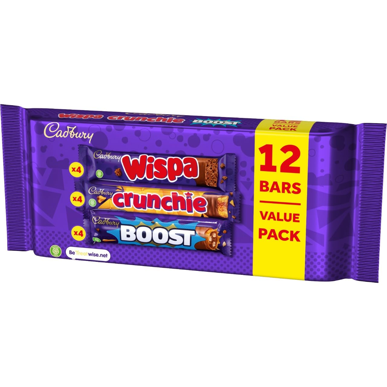 Cadbury Chocolate Bars Value Pack (12 Bars: Boost, Crunchie, Wispa)