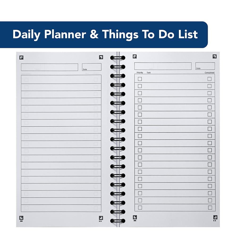Oxford My Notes To Do List Notebook - Wirebound, 230 Pages, Navy Blue/White | Value Pack of 3