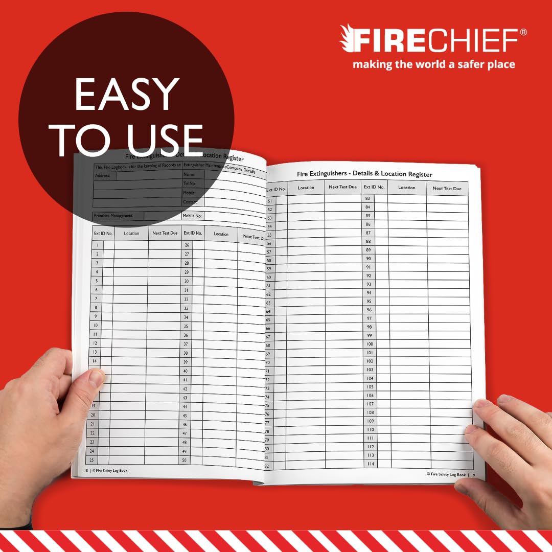 Firechief Fire Safety Log Book - A4 Size, Red Binding | Compliance for Regulatory Reform Order 2005