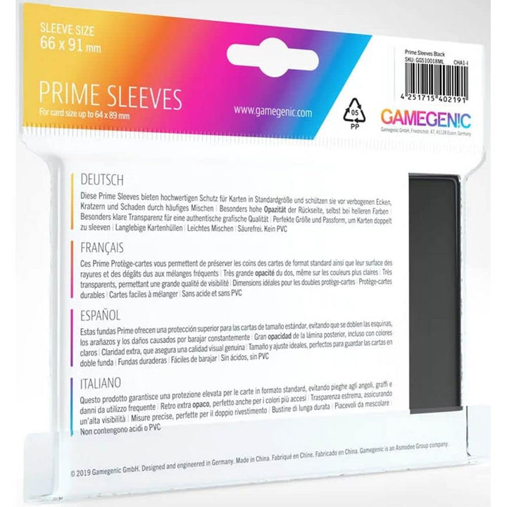 Gamegenic Prime Sleeves (100-Pack) - Black Card Protection for Trading Card Games