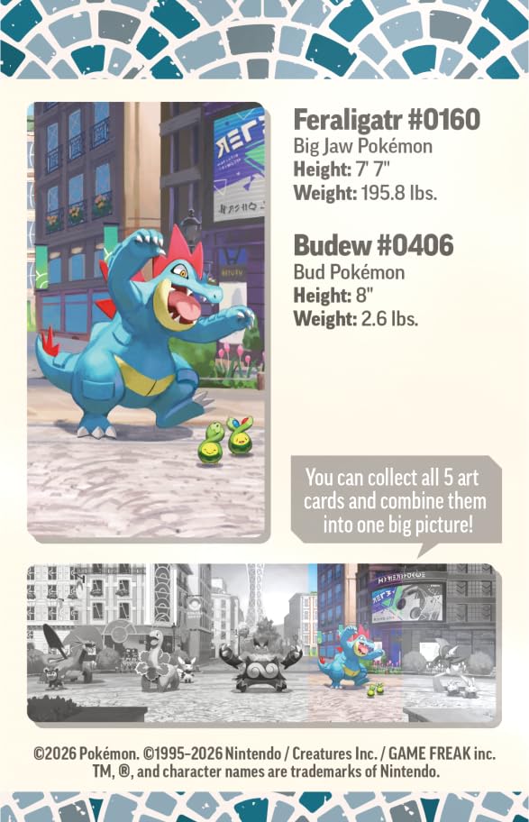 Pokémon TCG: Lumiose City Mini Tin - Feraligatr & Budew | 2 Booster Packs | Ages 6+ 3