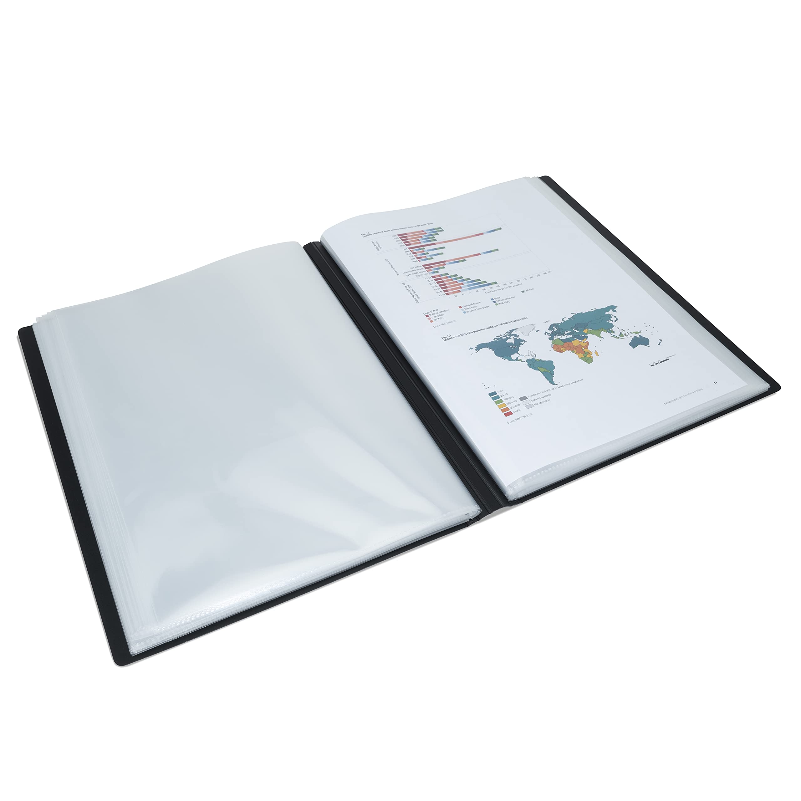 Rapesco 1651 Germ-Savvy Antibacterial Polypropylene Presentation File Folder with 50 Pockets, Black 3