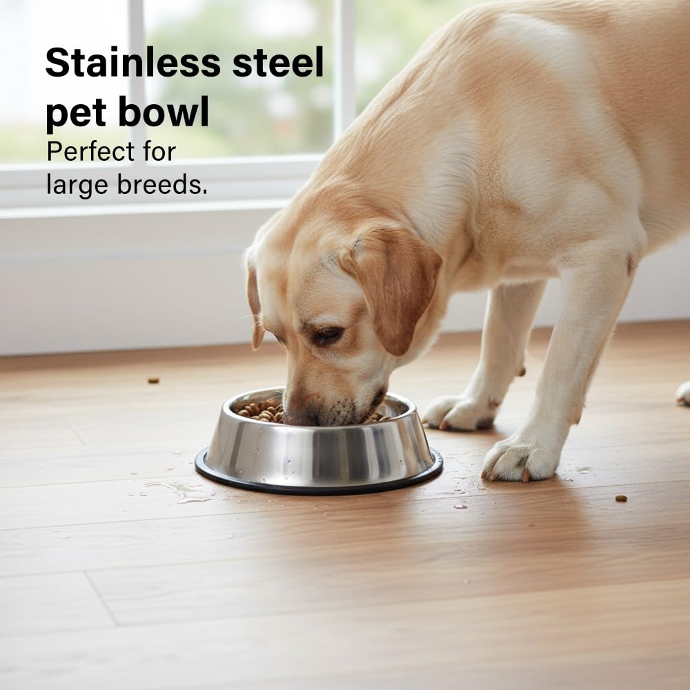 Vivo Technologies Stainless Steel Pet Bowl - 780ml Capacity | Nonslip Base | Large Dog